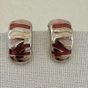 Gold tone and red clip on earrings